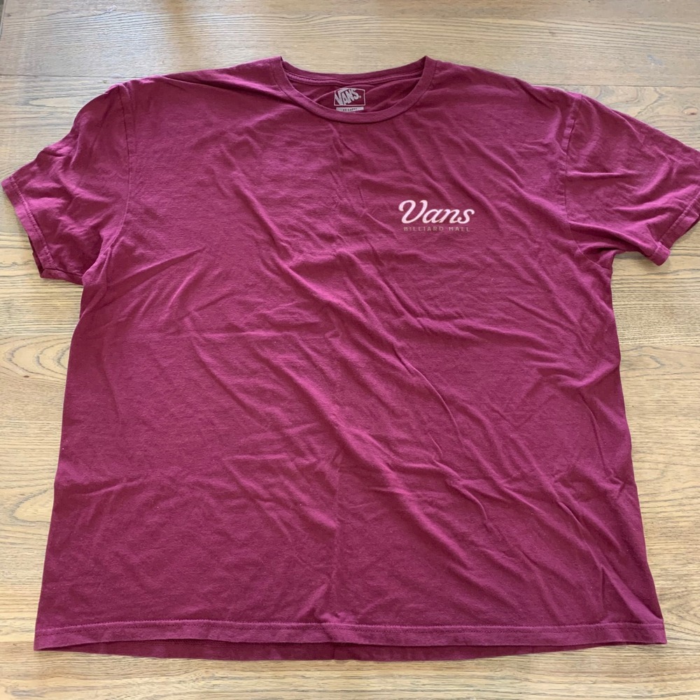 Vans Billiard Hall 66 Graphic T-Shirt Mens XXL Burgundy Short Sleeve Cotton